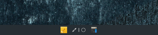 screenshot of custom taskbar wth sticky note, color picker, and calculator widgets